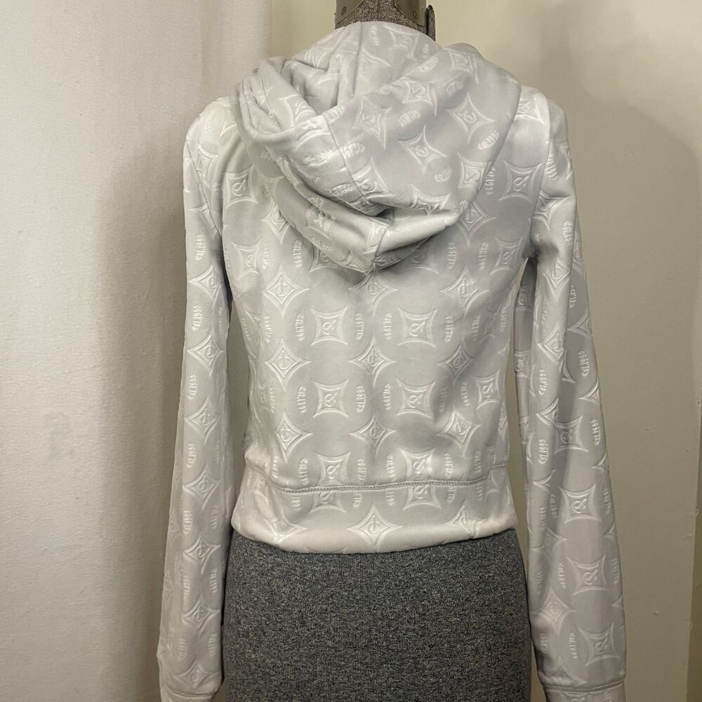 Juicy Couture gray embossed velour zip-front hoodie w/rhinestone details - Picture 8 of 12